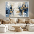 Modern Abstract Canvas Wall Art in Blue and Gold Tones |