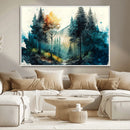 Watercolor Trees Forest Abstract Wall Art Canvas Print,