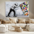 Banksy Art Behind the Curtain Street Wall Art Canvas Print |