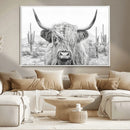 Rustic Charm | Cow Longhorn Black White Bighorn Wall Art by MyGreatCanvas | Canvas Wall Art Prints | Photo Prints & Wall Decor