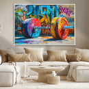 Fitness Gym Barbell Graffiti Wall Art Canvas Print