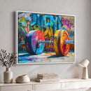 Fitness Gym Barbell Graffiti Wall Art Canvas Print