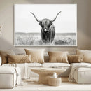 Highland Cow Canvas Wall Art – Majestic Beauty in Black and