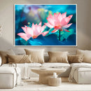Pink Lotus Flower Canvas Wall Art | Vibrant Floral Wall
