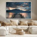 Mountain Lake Wood Pier Canvas Wall Art Nature Lake Print