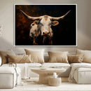 Texas Longhorn Wall Art | 3-Panel Large Texas Longhorn