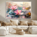 Lotus Flower Wall Art | 3-Panel Giclee Canvas Print of Pink