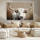 White Longhorn Bull Wall Art Canvas Print – Framed and Ready by MyGreatCanvas | Canvas Wall Art Prints | Photo Prints & Wall Decor