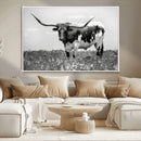 Texas Black White Highland Longhorn Cow Wall Art Canvas by MyGreatCanvas | Canvas Wall Art Prints | Photo Prints & Wall Decor