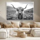 Black White Scottish Highland Cow Canvas Farm Wall Art by MyGreatCanvas | Canvas Wall Art Prints | Photo Prints & Wall Decor