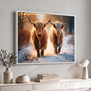 Scottish Highland Cow Horn Farm Wall Art Canvas Print