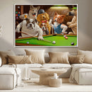 Dogs Playing Pool Canvas Wall Art Funny Gifts Dog Print