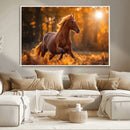 Running Horse Sunset Forest Wall Art Canvas Print
