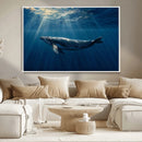 Whale under Ocean Wall Art Canvas Print