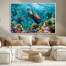 Sea Turtle and Coral Reef Triptych Wall Art – Vibrant