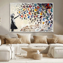 Banksy Graffiti Wall Art Canvas Print: Girl Releasing