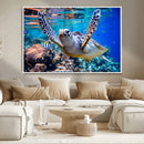 Underwater Sea Turtle Wall Art Canvas Print – Vibrant Ocean