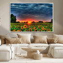 Golden Sunflower Field at Sunset – Breathtaking Sky and