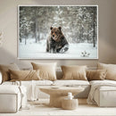 Grizzly Bear Wall Art – Framed Snowy Forest Canvas Artwork, by MyGreatCanvas | Canvas Wall Art Prints | Photo Prints & Wall Decor