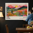 Yayoi Kusama Landscape Canvas Print, Vibrant Floral Mountain Art Print, Framed Botanical Wall Art -