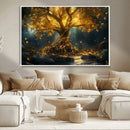 Golden Tree of Life Canvas Wall Art Print - Majestic Glowing