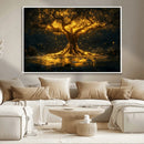 Golden Tree of Life Canvas Wall Art Print - Majestic Glowing