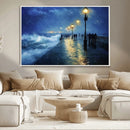 Abstract Stormy Ocean Pier Canvas Wall Art Print | Stormy