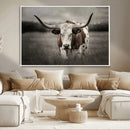 Texas Longhorn Cow Canvas Wall Art Print - Large Rustic