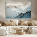 Waves Abstract Wall Art Print, Modern Framed Abstract Canvas