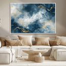 Large Abstract Print - Luxe Blue and Gold Abstract Canvas