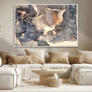 Abstract Blue and Gold Wall Art - Fluid Ink Artwork - Modern