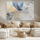 Large Abstract Blue and Gold Canvas Wall Art | Fluid Ink