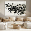 Abstract Horse Wall Art Canvas Print - Dynamic Black Ink