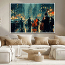 Urban Night Jazz Wall Art Canvas Print – Moody Rain-Soaked