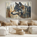 Rustic Wolf Wall Art Canvas Print – Vintage Woodland