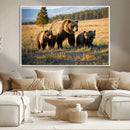 Grizzly Bear Family Wall Art Canvas Print – Majestic