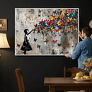 Banksy Butterfly Girl Wall Art – Modern Graffiti Canvas