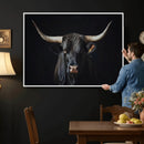 Majestic Longhorn Bull Wall Art Canvas Print – Dark by MyGreatCanvas | Canvas Wall Art Prints | Photo Prints & Wall Decor