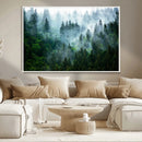 Misty Forest Wall Art Canvas Print – Framed Foggy Mountain