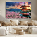 Mount Fuji Cherry Blossom Wall Art Canvas Print – Framed