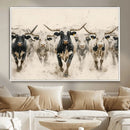 Texas Longhorn Wall Art – Framed Cattle Walking Canvas by MyGreatCanvas | Canvas Wall Art Prints | Photo Prints & Wall Decor
