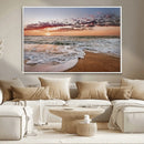Ocean Sunset Wall Art Canvas Print – Framed Sandy Shore