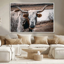 Texas Longhorn Wall Art Canvas Print – Framed Spotted Bull