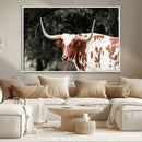 Texas Longhorn Wall Art Canvas Print – Framed Spotted Bull