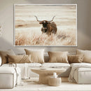 Texas Longhorn Wall Art Canvas Print – Framed Brown Horned