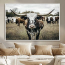Texas Longhorn Wall Art – Framed Speckled Cow Canvas by MyGreatCanvas | Canvas Wall Art Prints | Photo Prints & Wall Decor