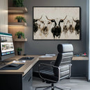 Longhorn Cattle Wall Art Canvas Print – Framed Bison Herd
