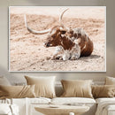 Texas Longhorn Wall Art Canvas Print – Framed Resting Bull by MyGreatCanvas | Canvas Wall Art Prints | Photo Prints & Wall Decor