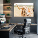Texas Longhorn Wall Art Canvas Print – Framed Speckled Cow