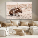 Texas Longhorn Wall Art Canvas Print – Framed Resting Bull by MyGreatCanvas | Canvas Wall Art Prints | Photo Prints & Wall Decor
